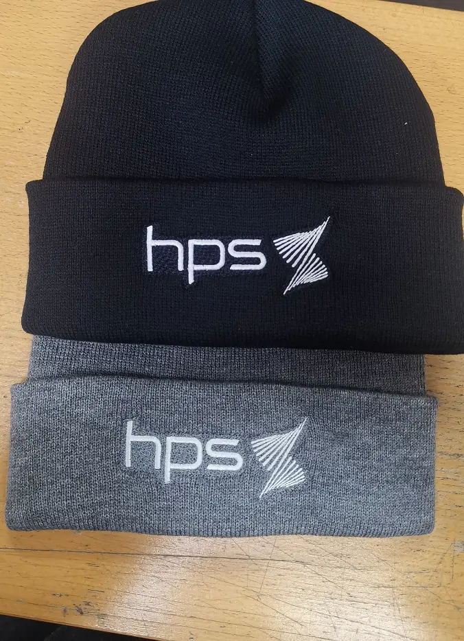 Black and grey HPS embroidered knit toques